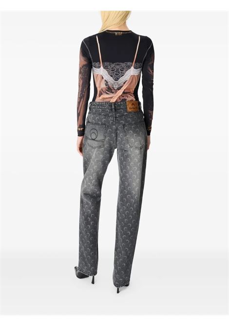 jeans moon laser grey wash denim straight donna grigi MARINE SERRE | WPA128BCDEN0006DK90